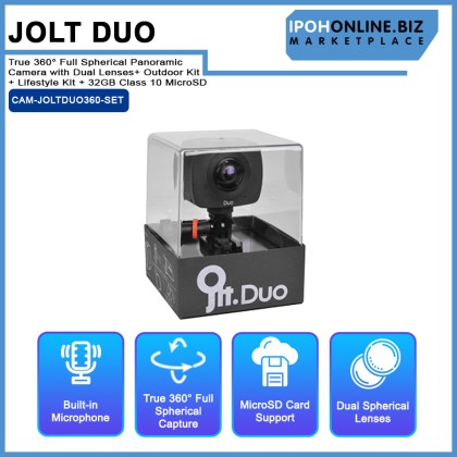 JOLT Duo - True 360° Full Spherical Panoramic Camera with Dual Lenses + Outdoor Kit + Lifestyle Kit + 32GB Class 10 MicroSD JOLT Duo - True 360° Full Spherical Panoramic Camera with Dual Lenses + Outdoor Kit + Lifestyle Kit + 32GB Class 10 MicroSD